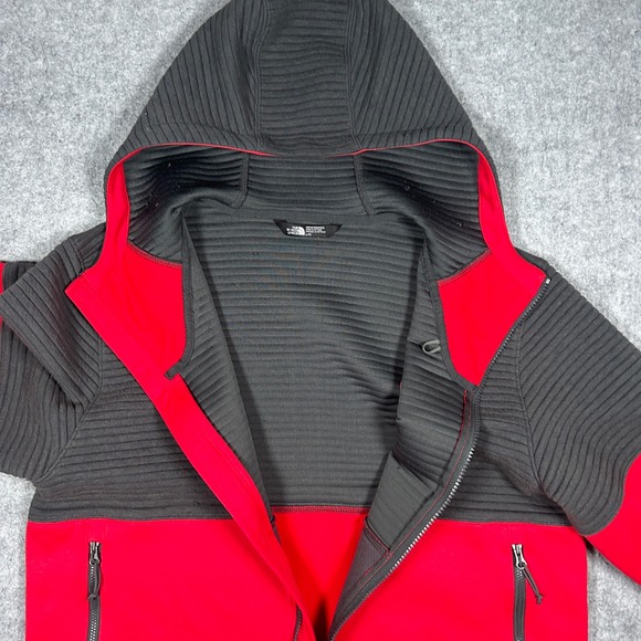 The North Face Hoodie Mens Large Red Grey Full Zip Colorblock Activewear - Picture 13 of 16